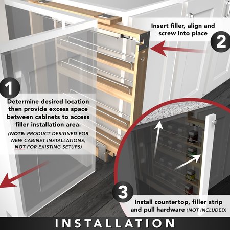 Rev-A-Shelf Rev-A-Shelf Wood Base Filler Pull Out Organizer for New Kitchen Applications wSoft Close 432-BFSC-3C